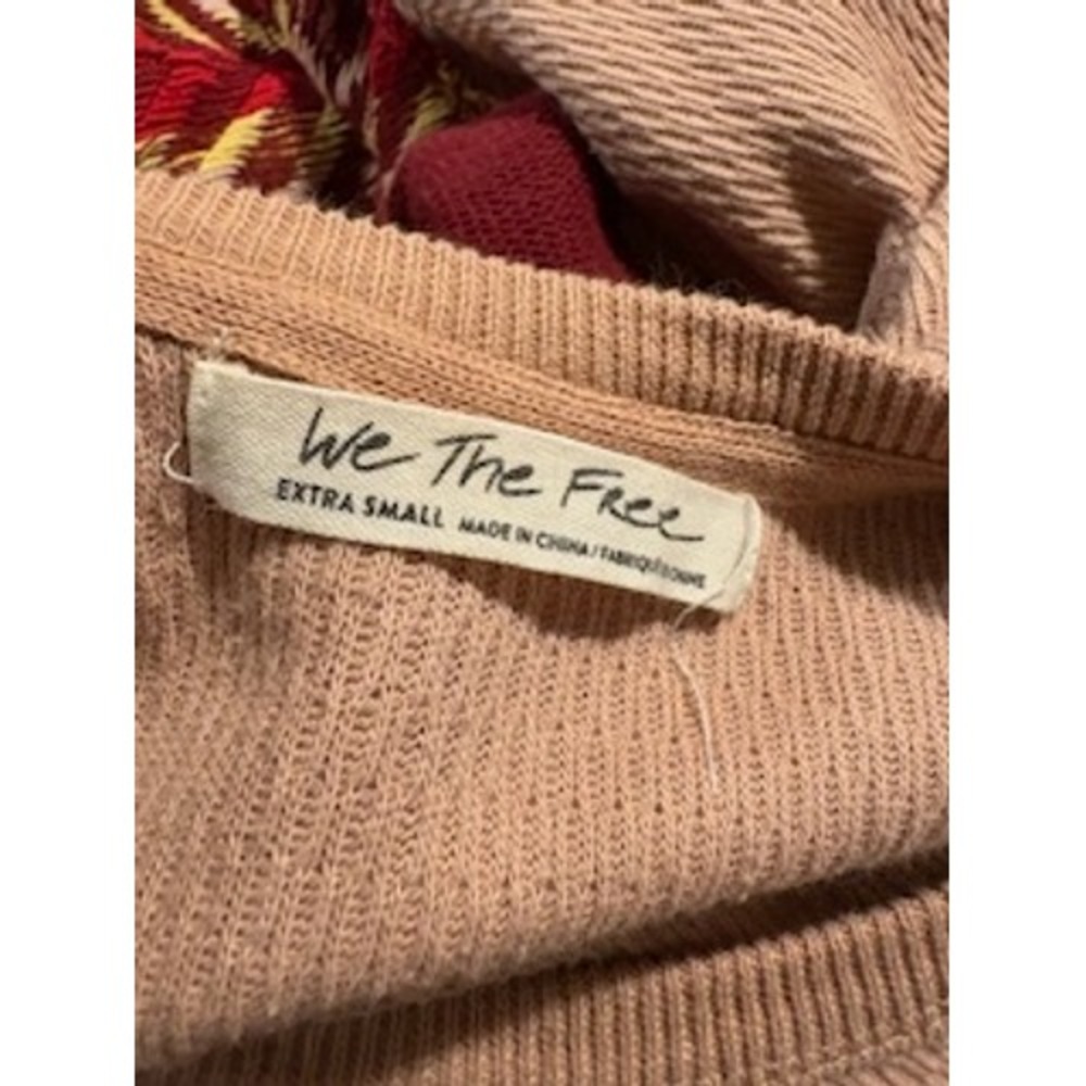 We The Free Free People Rainbow Dreams Thermal Top XS Pink Burgundy Boho Shirt - Picture 7 of 8
